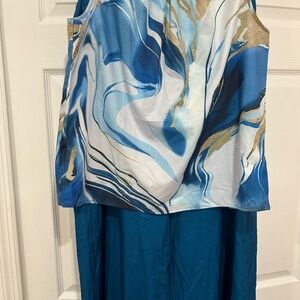 Shein shirt and wide pants size large blue color